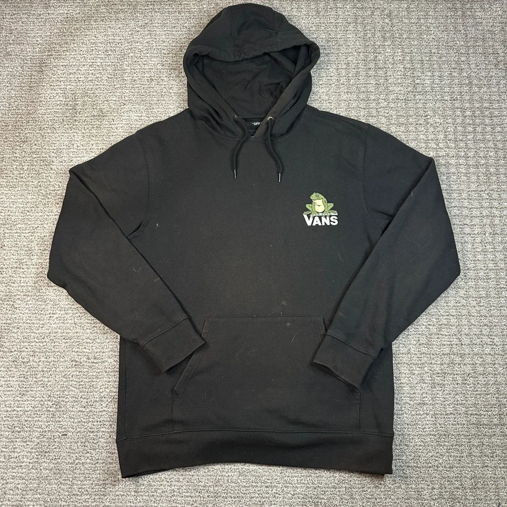 Vans Mens The Good Times Frog Graphic Hoodie Black Medium Pullover Sweatshirt - Picture 3 of 7